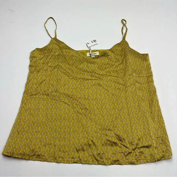 L'AGENCE Jane‎ Chain Print 100% Silk Camisole Goldchamp Womens Tank Large NEW